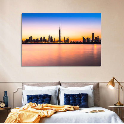 Dubai Skyline at Dusk Wall Art