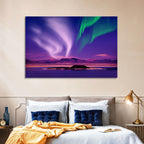 Violet Aurora Over Island Lake Wall Art