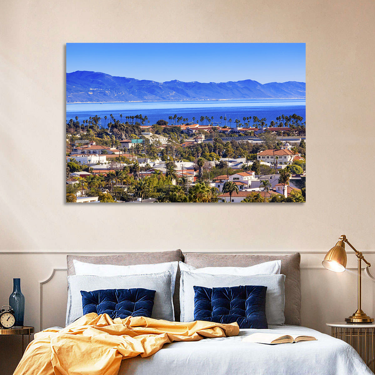 Santa Barbara Waterfront View Wall Art in a room, landscape