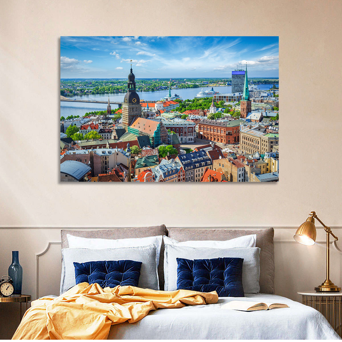 Riga Cityscape Wall Art in a room, landscape
