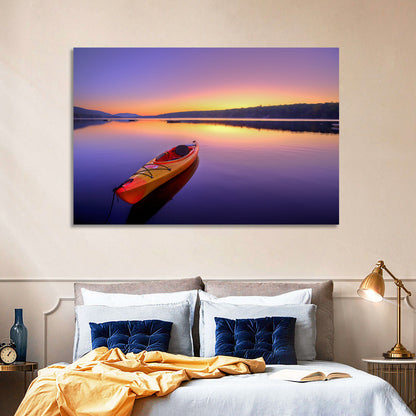 Bright Orange Kayak at Sunset Wall Art