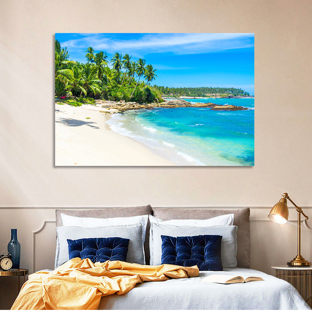 Sri Lanka Tropical Beach Wall Art in a room, landscape