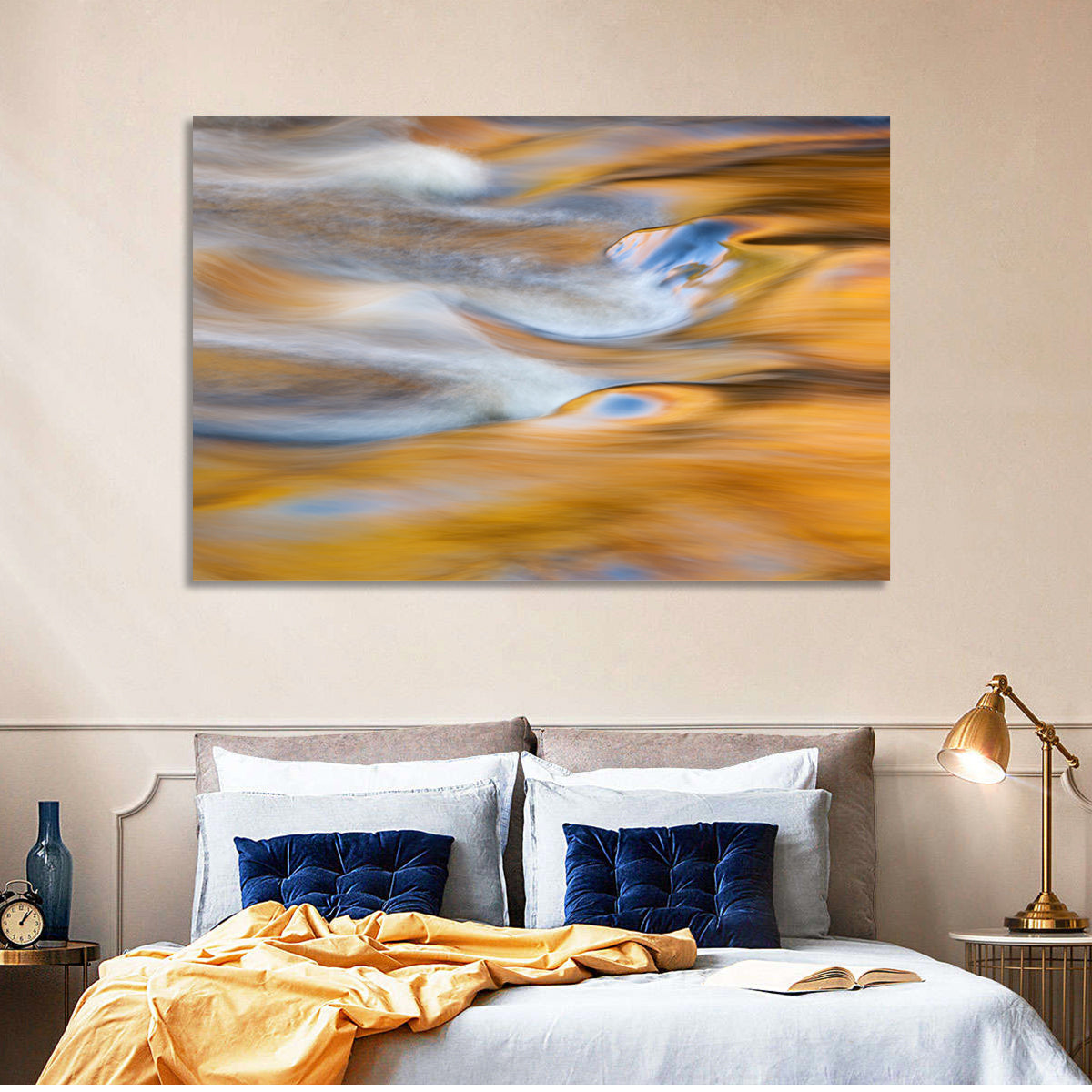 Golden Water Abstraction Wall Art
