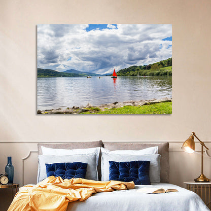 Bala Lake Sailboat Reflection Wall Art