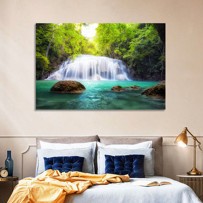 Erawan Falls Turquoise Waterfall Wall Art