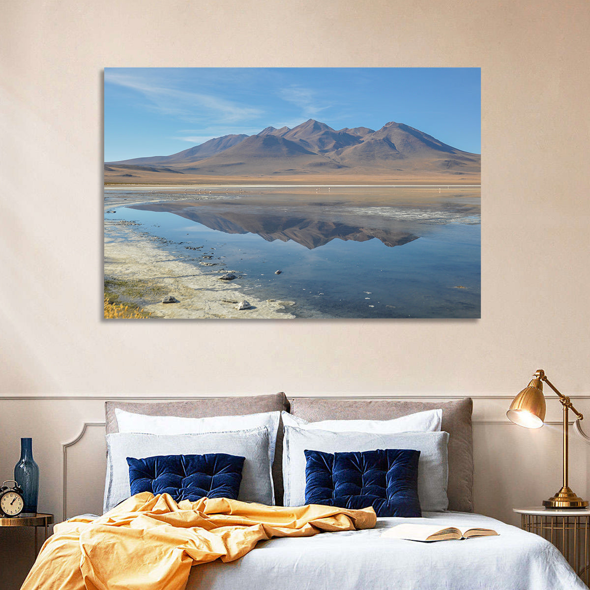 Sur Lipez Salt Lake Reflection Wall Art in a room, landscape