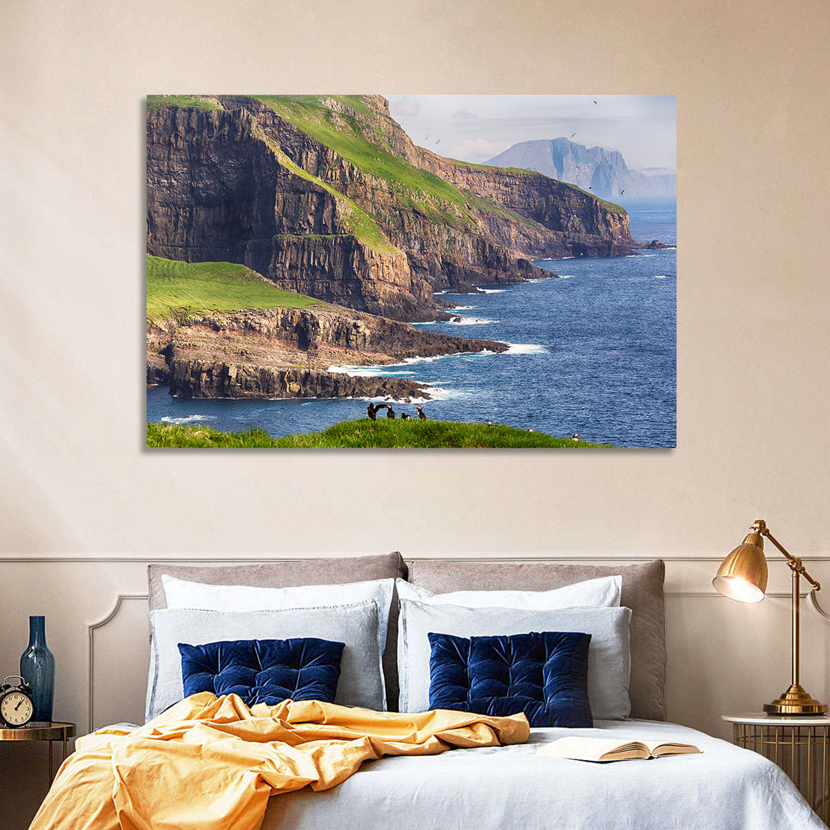 Mykines Cliffs, Faroe Islands Wall Art in a room, landscape