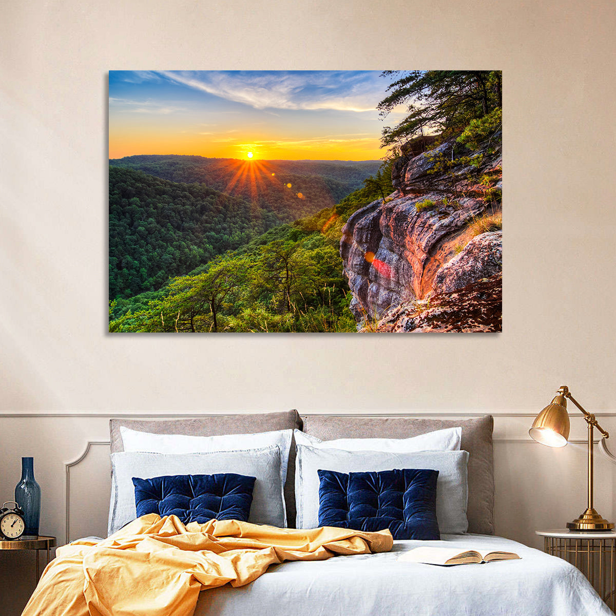 Big South Fork Gorge Sunset Wall Art in a room, landscape