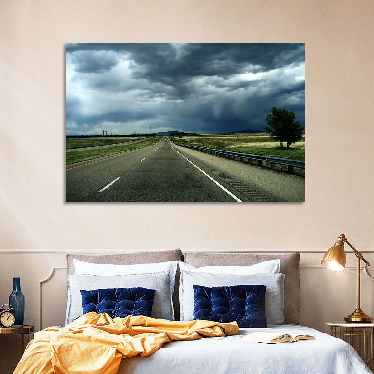 Stormy New Mexico Highway Wall Art in a room, landscape