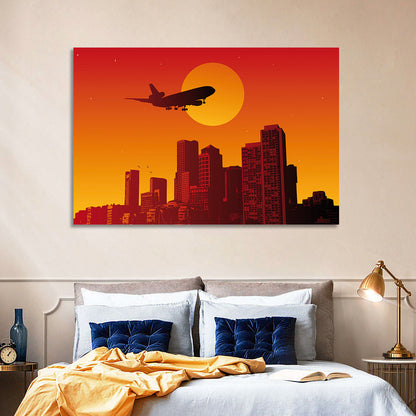 Tri Jet Sunset Skyline Wall Art