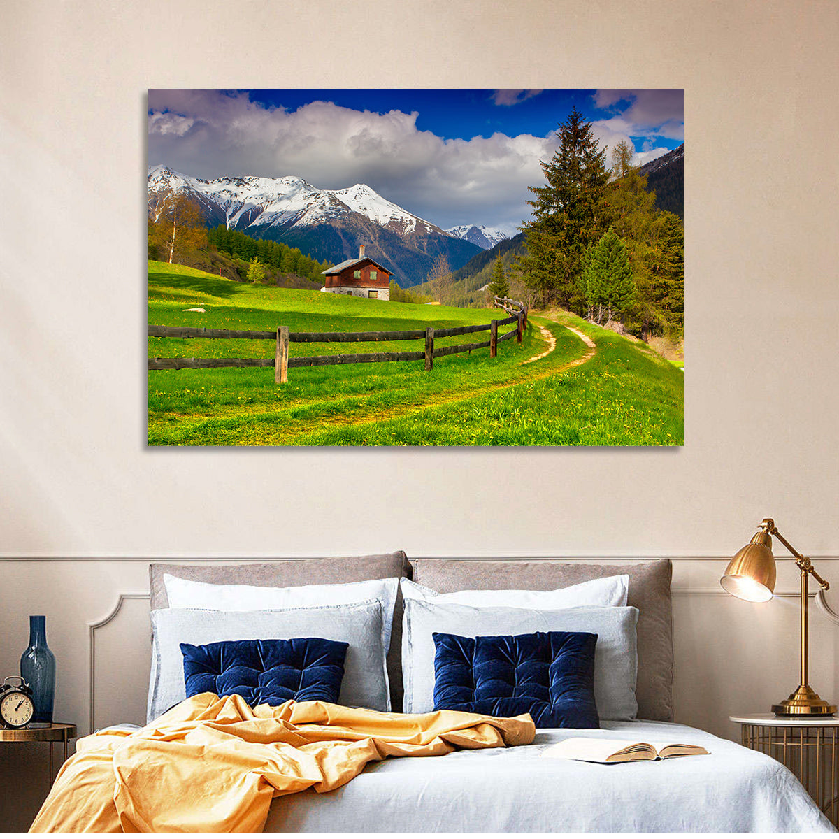 Alpine Meadow Cabin, Swiss Alps Wall Art