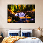 Autumn Mountain Waterfall Wall Art