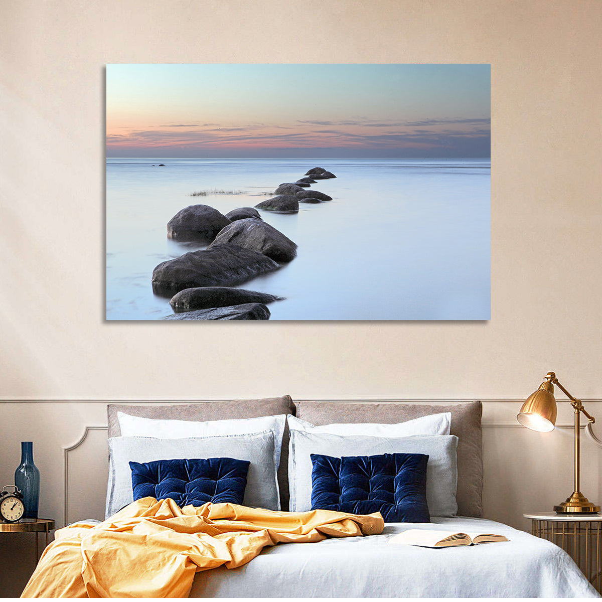 Baltic Sea Stones Wall Art in a room, landscape