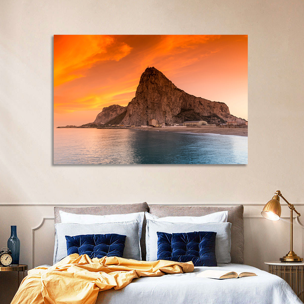 Rock of Gibraltar at Sunset Wall Art in a room, landscape