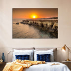 Sunset Over Sea Caves Wall Art