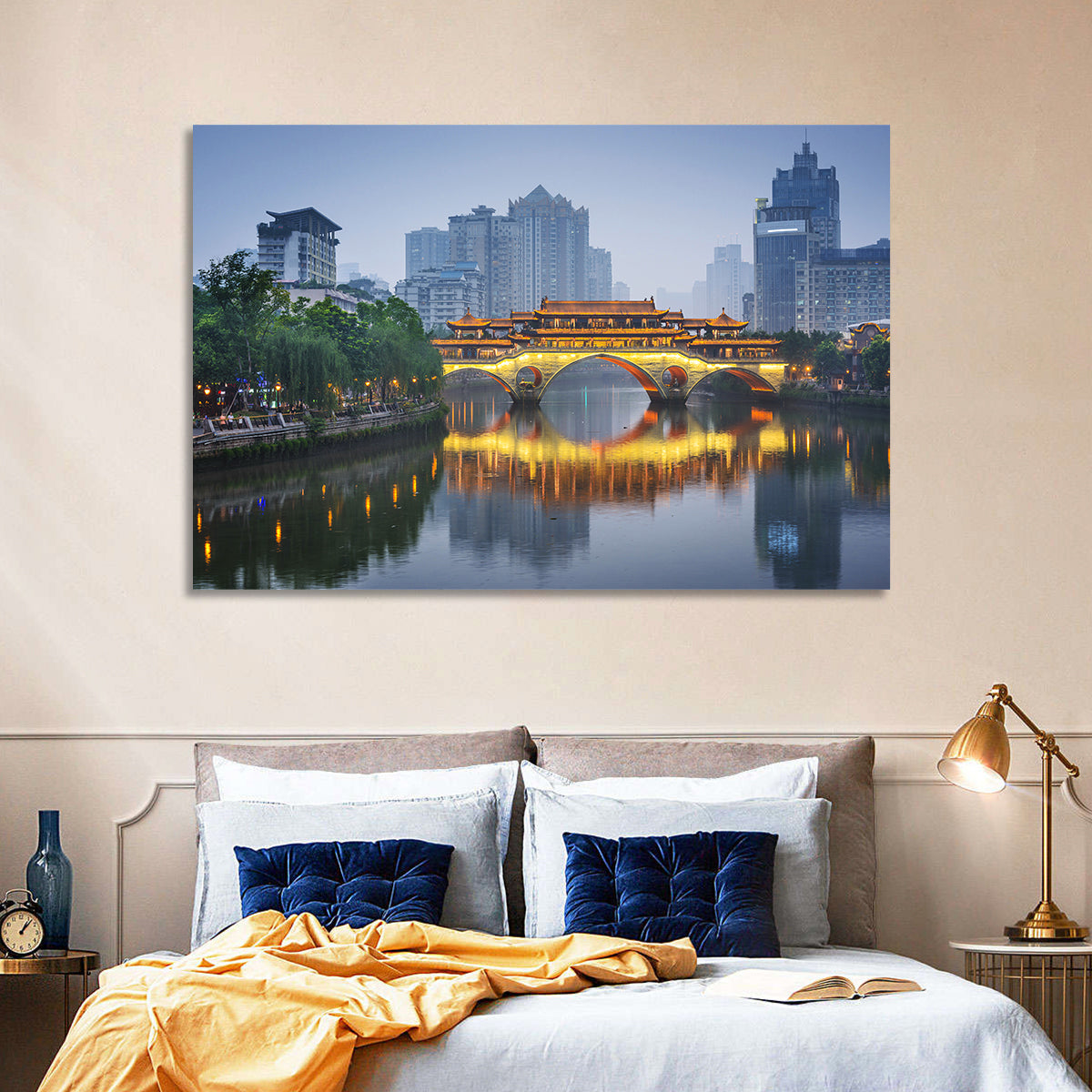 Anshun Bridge at Twilight Wall Art in a room, landscape