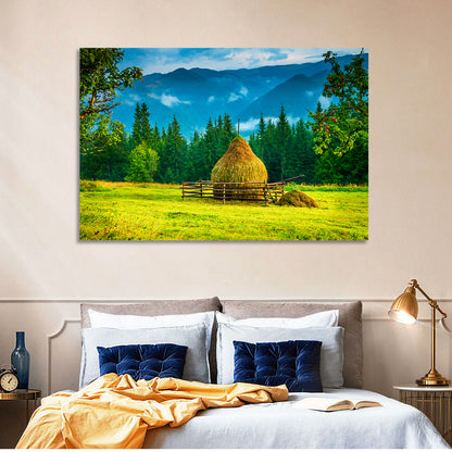 Haystack in Mountain Meadow Wall Art