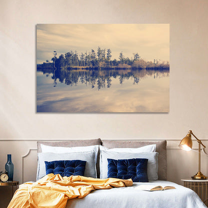 Sunset Over Forest Lake Wall Art