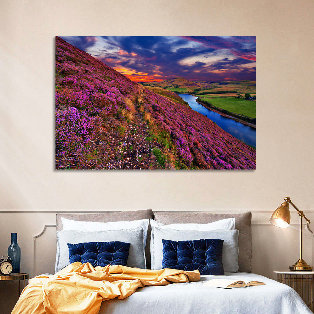 Pentland Hills Heather, Edinburgh Wall Art in a room, landscape