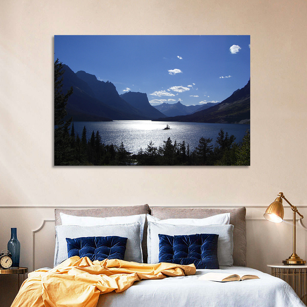 Wild Goose Island, St. Mary Lake Wall Art in a room, landscape