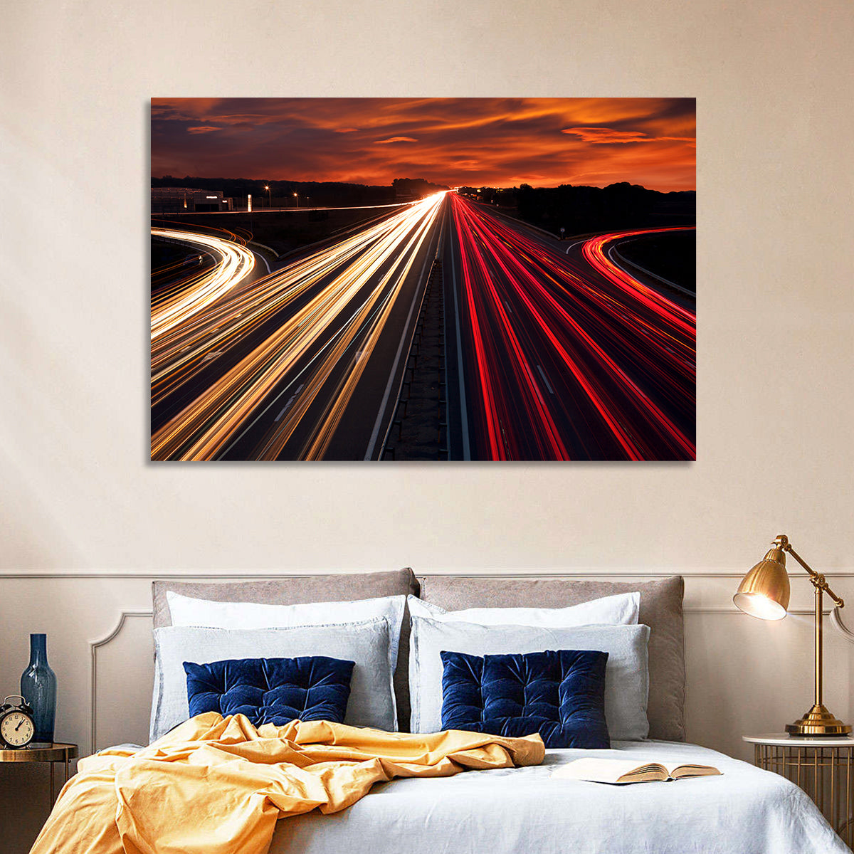 Sunset Highway Light Trails Wall Art
