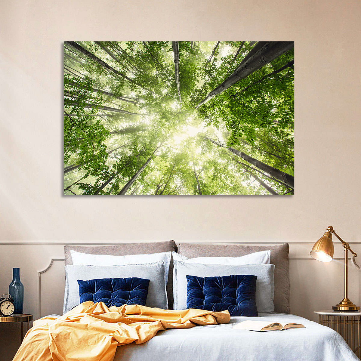 Spring Canopy in Morning Mist Wall Art in a room, landscape
