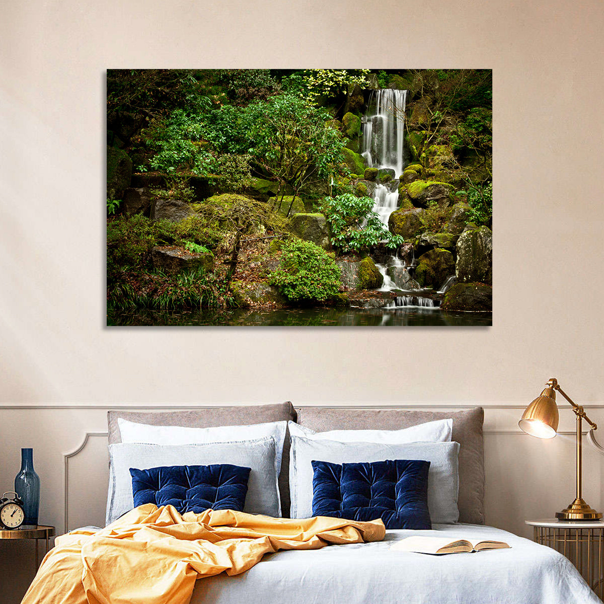 Secluded Mossy Waterfall Wall Art