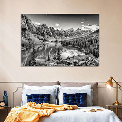 Moraine Lake Monochrome Mountain Landscape Wall Art