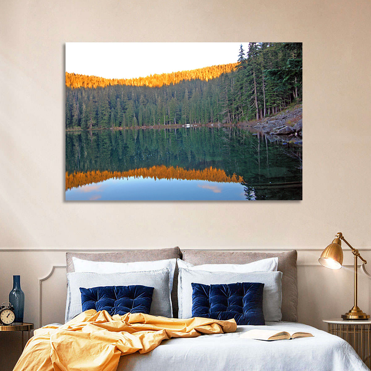 Golden Hour Lake Reflection Wall Art