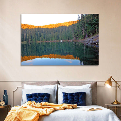 Golden Hour Lake Reflection Wall Art