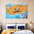 Turkey Map with Ankara Pin Wall Art