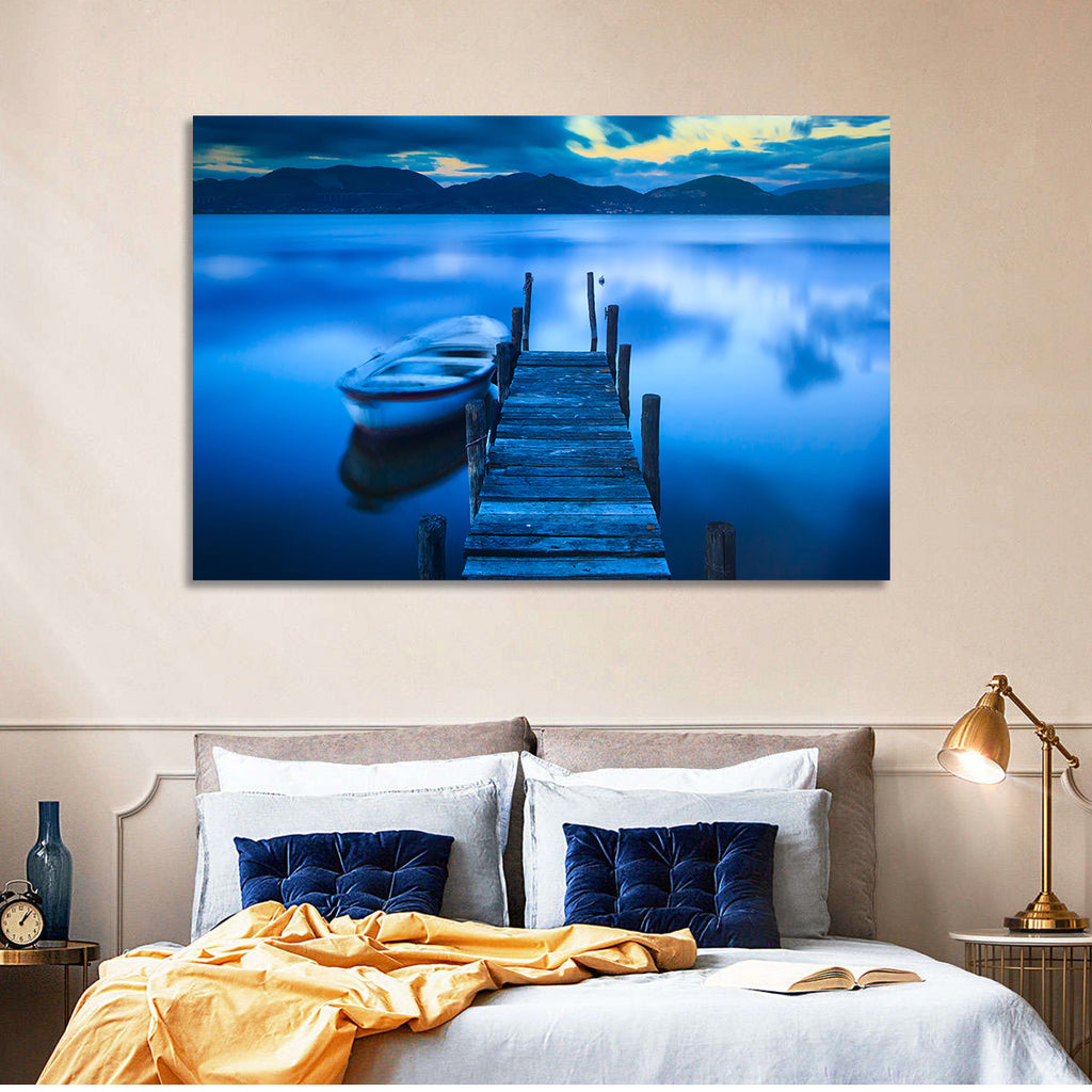 Boat and Wooden Pier Wall Art