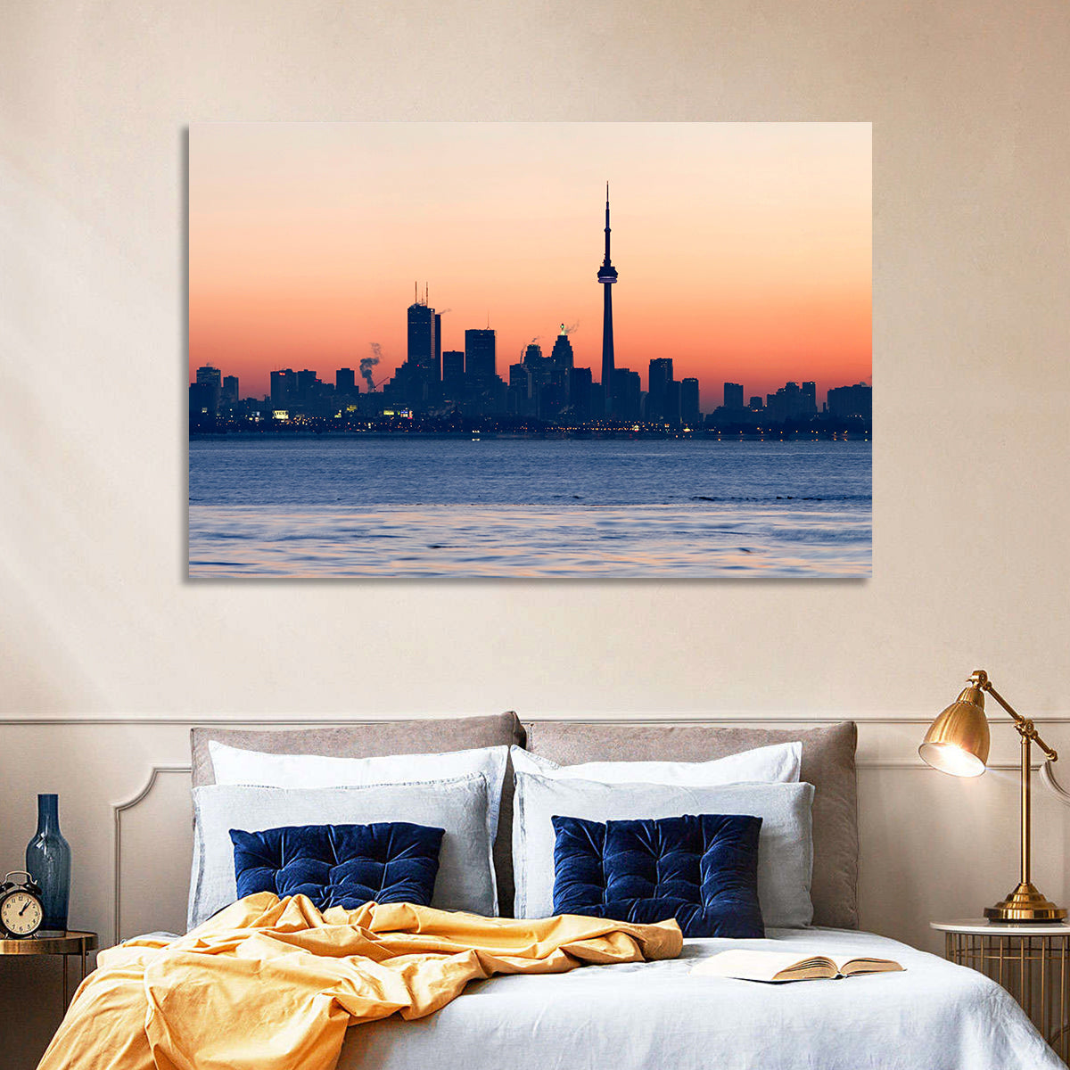 Toronto Dusk Skyline with Cn Tower Wall Art