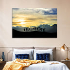 Golden Team Silhouettes at Sunset Wall Art