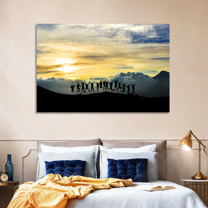 Golden Team Silhouettes at Sunset Wall Art