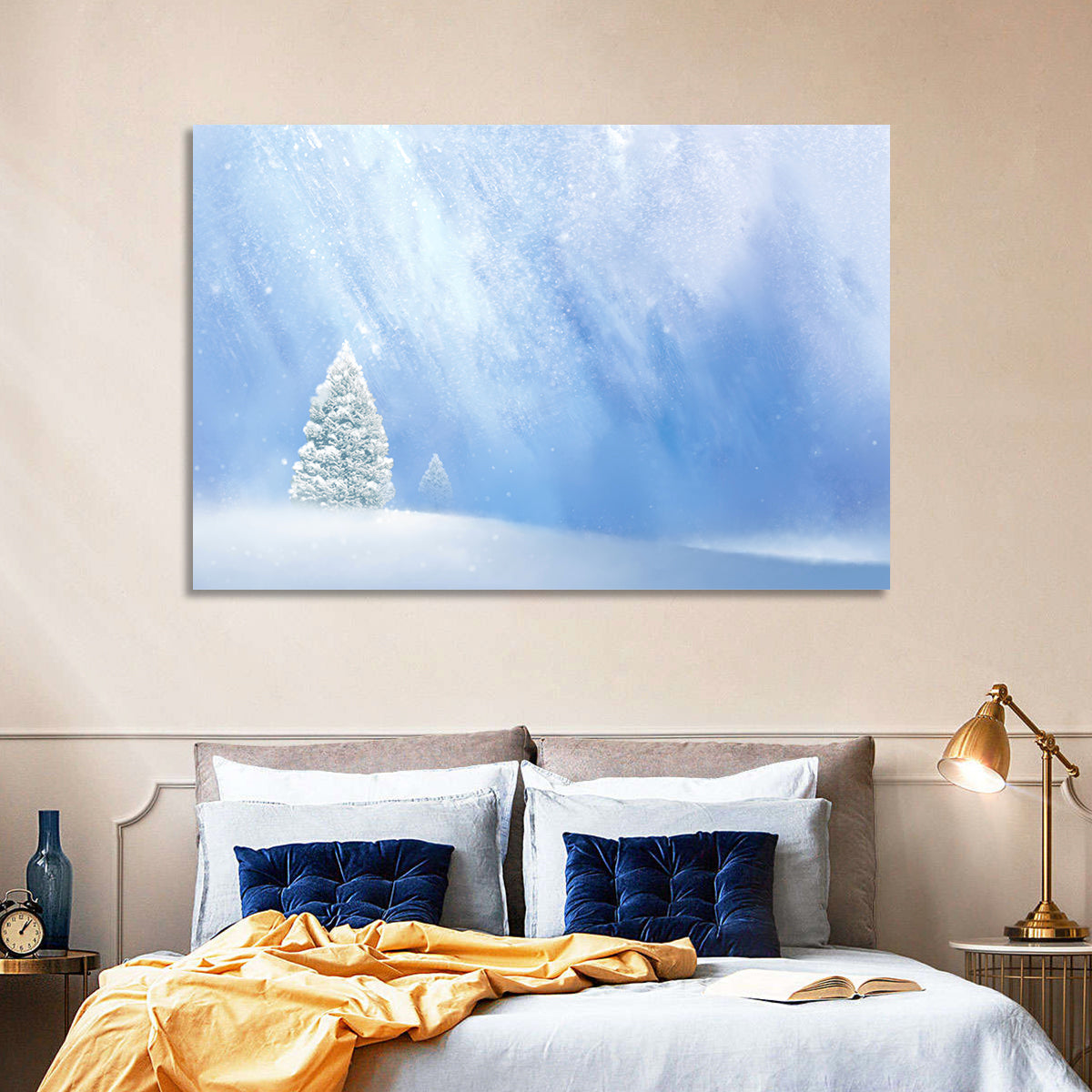 Two Snowy Evergreens Wall Art
