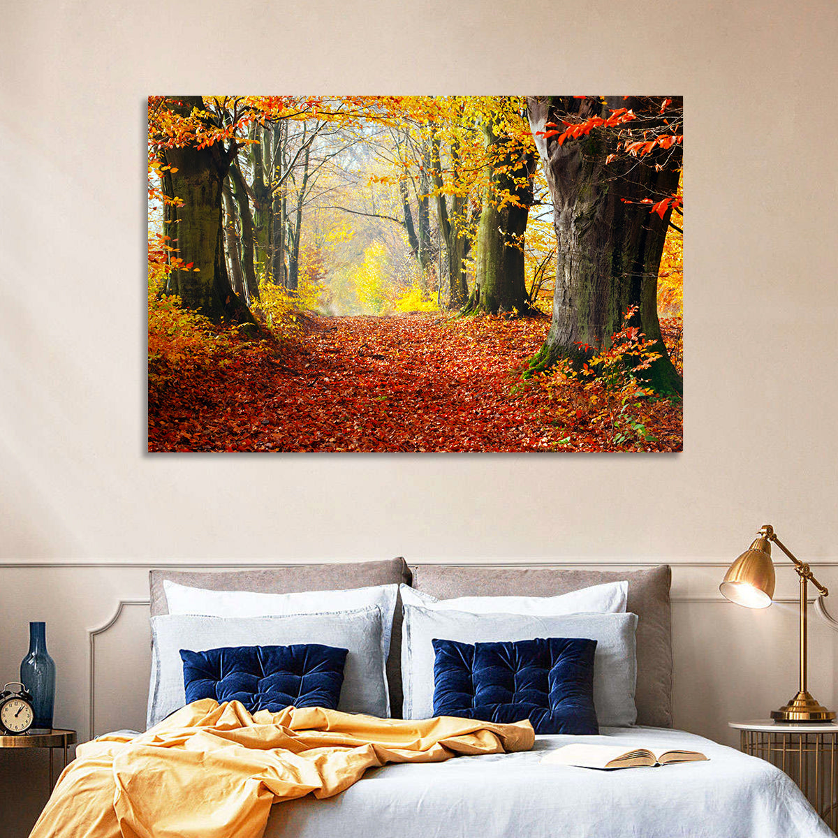 Misty Autumn Forest Path Wall Art