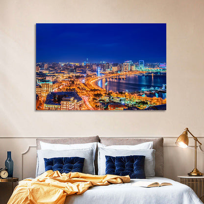 Baku Night Skyline Wall Art