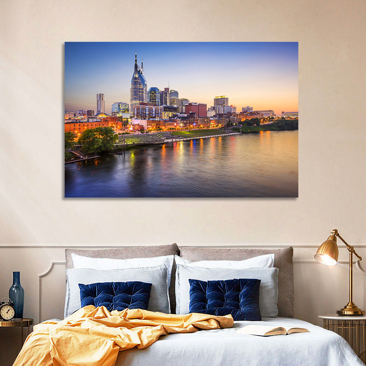 Nashville Skyline Over the Cumberland River Wall Art