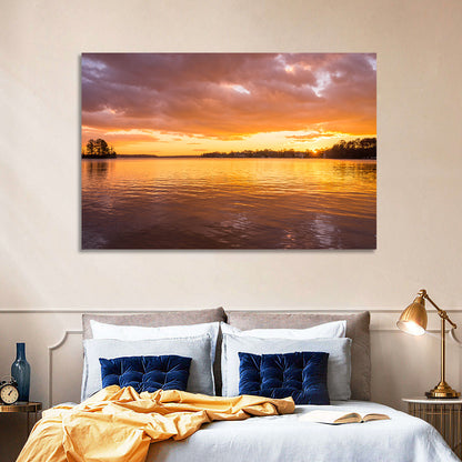 Golden Sunset Over Lake Norman Wall Art