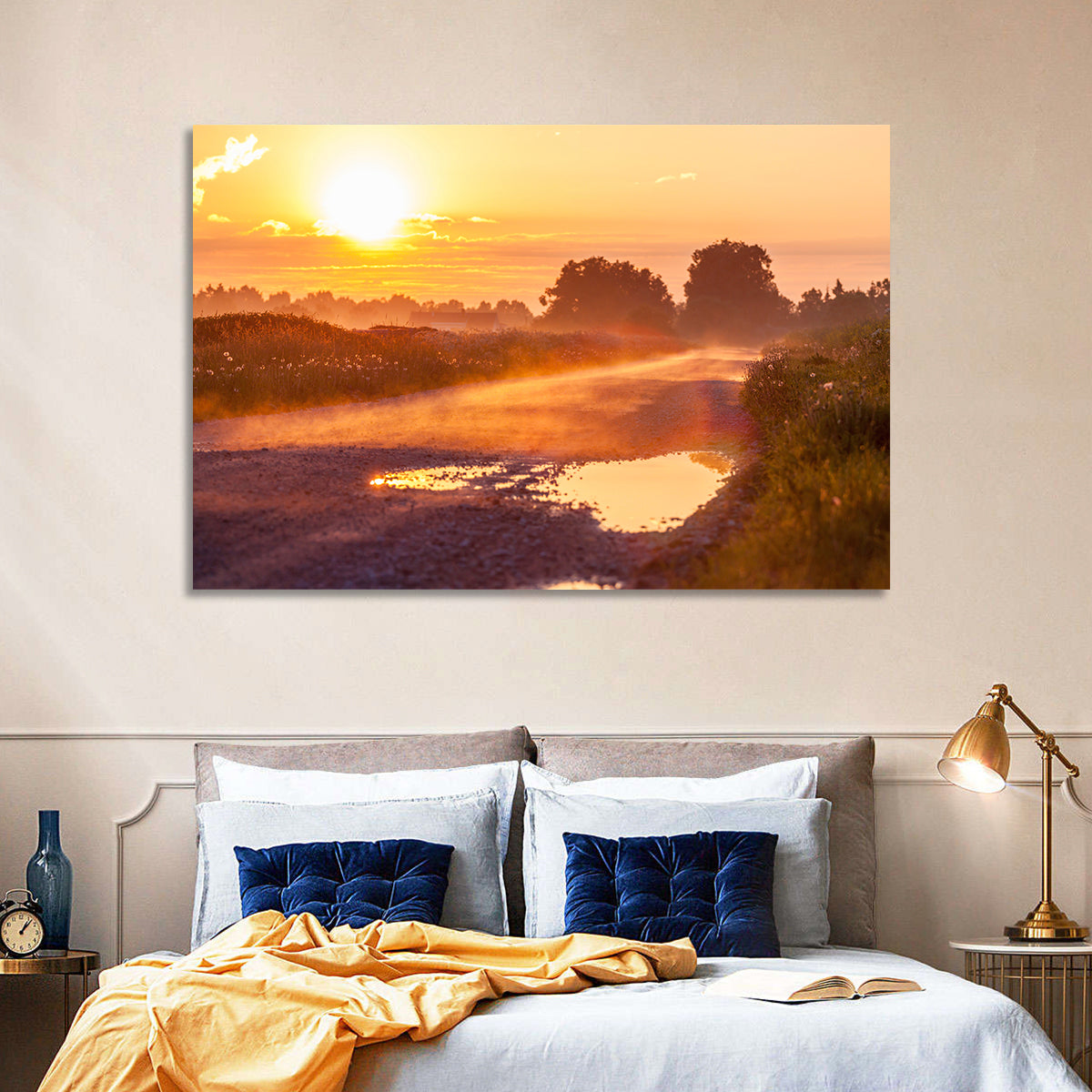 Dirt Road at Golden Hour Wall Art in a room, landscape