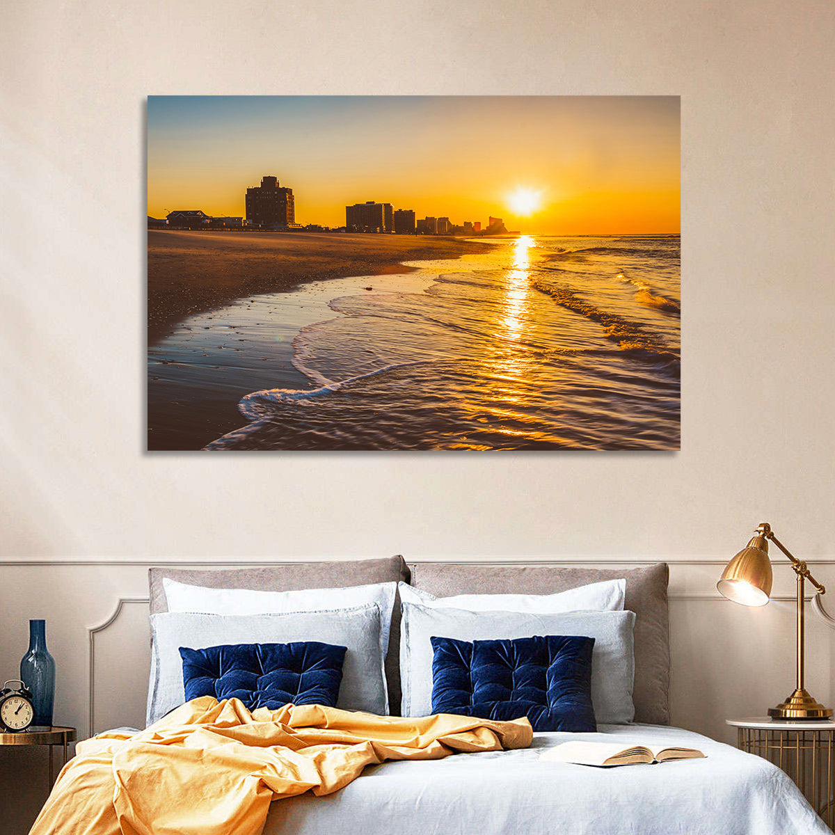 Ventnor Beach Sunrise Reflection Wall Art in a room, landscape