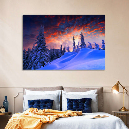 Snow-covered Mountain Sunset Wall Art