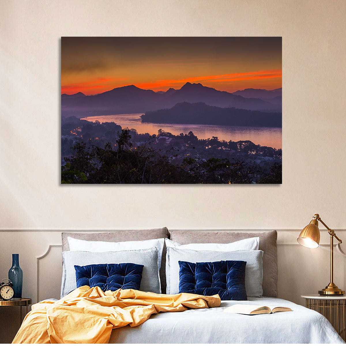 Luang Prabang Sunset Over Mekong Wall Art