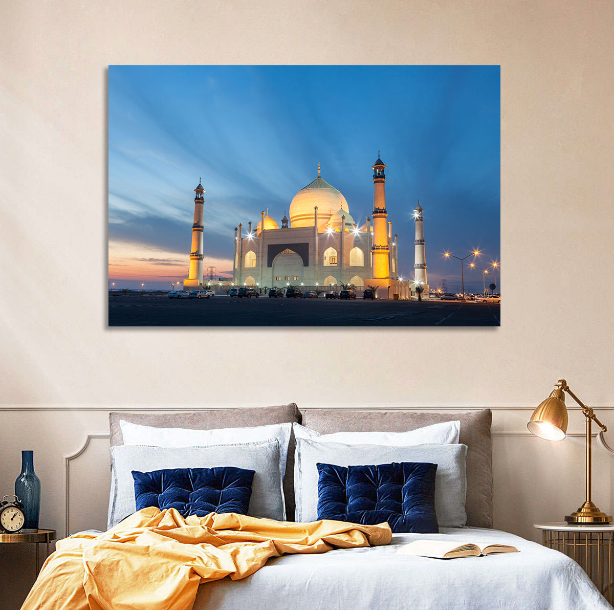 Siddiqa Fatima Zahra Mosque at Dusk Wall Art in a room, landscape
