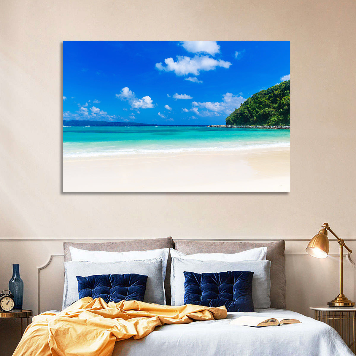 Turquoise Tropical Beach Scene Wall Art