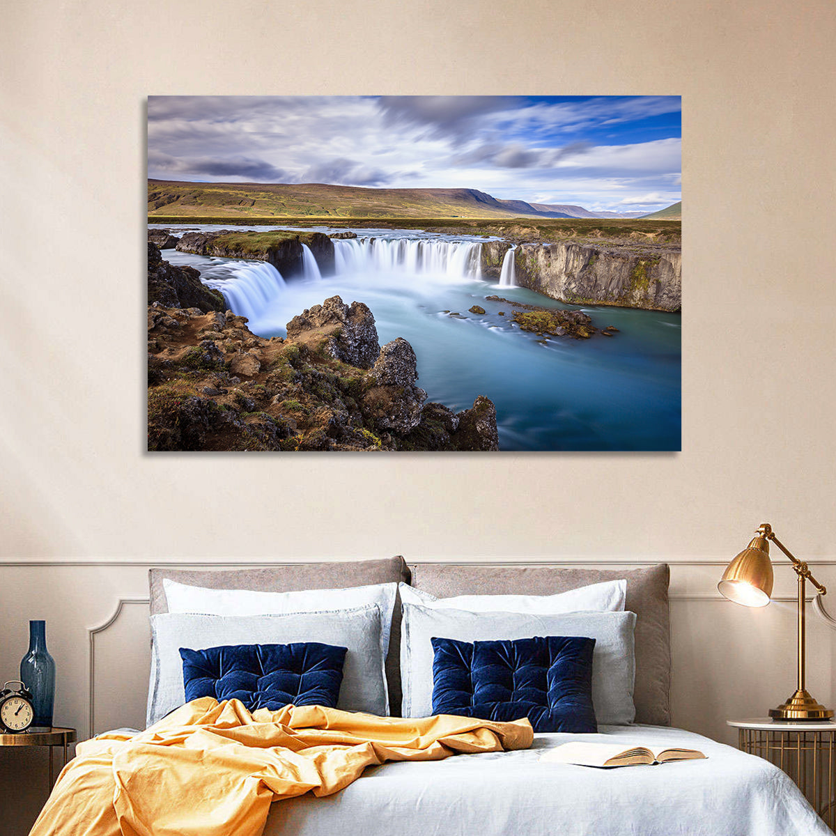Goðafoss Waterfall, Iceland Wall Art in a room, landscape