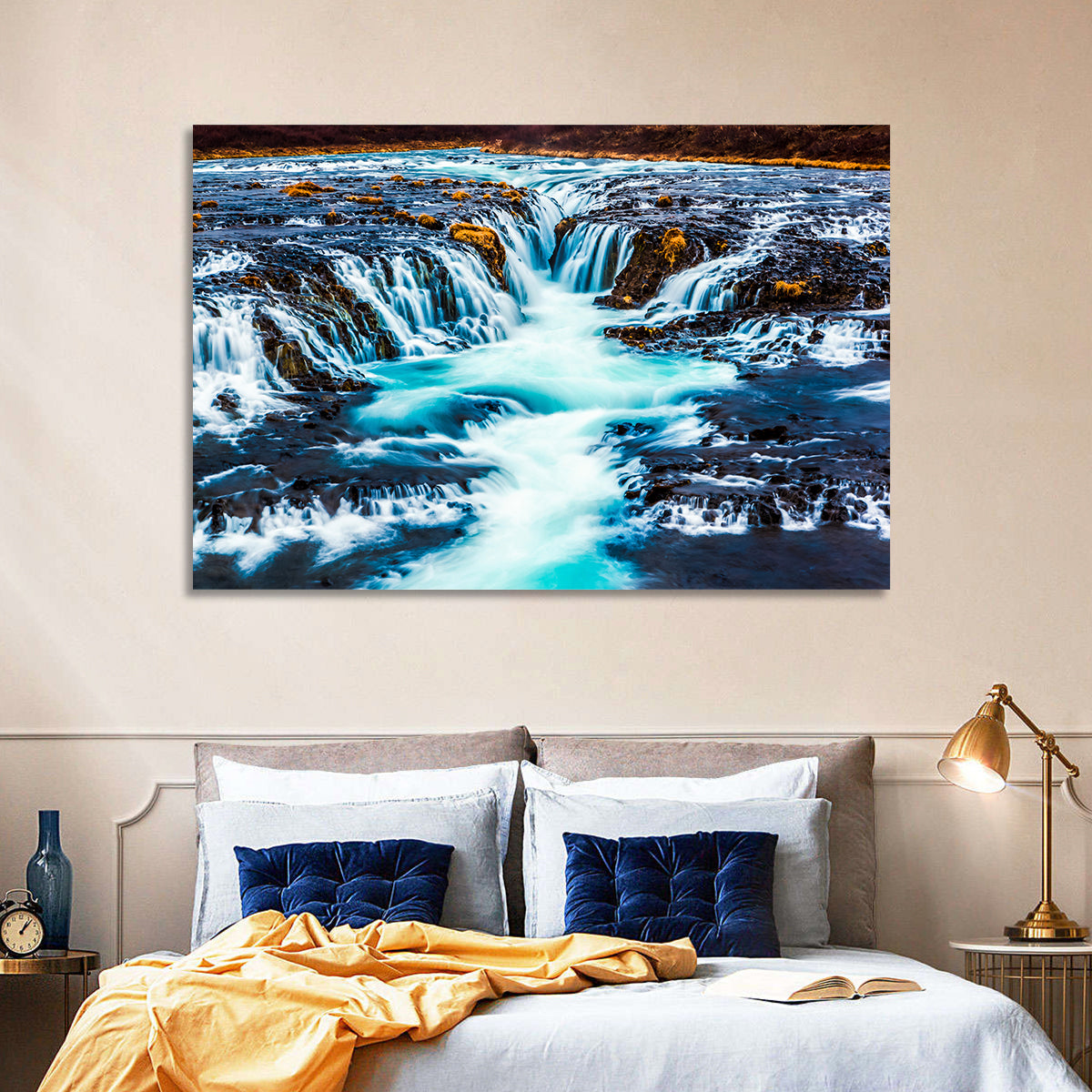 Bruarfoss Multi Tier Waterfall Wall Art in a room, landscape