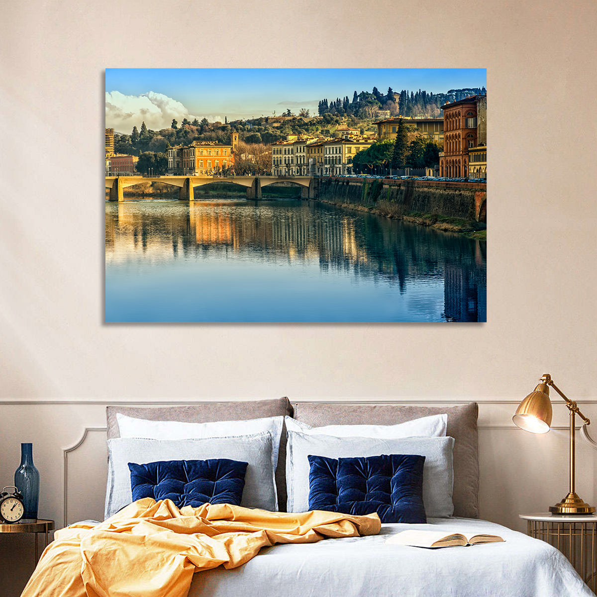 Golden Hour Florence Over the Arno River Wall Art
