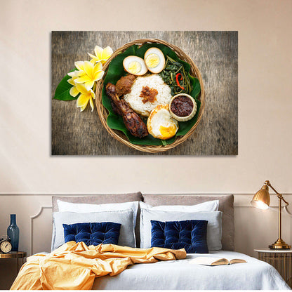 Nasi Campur in Woven Basket Wall Art